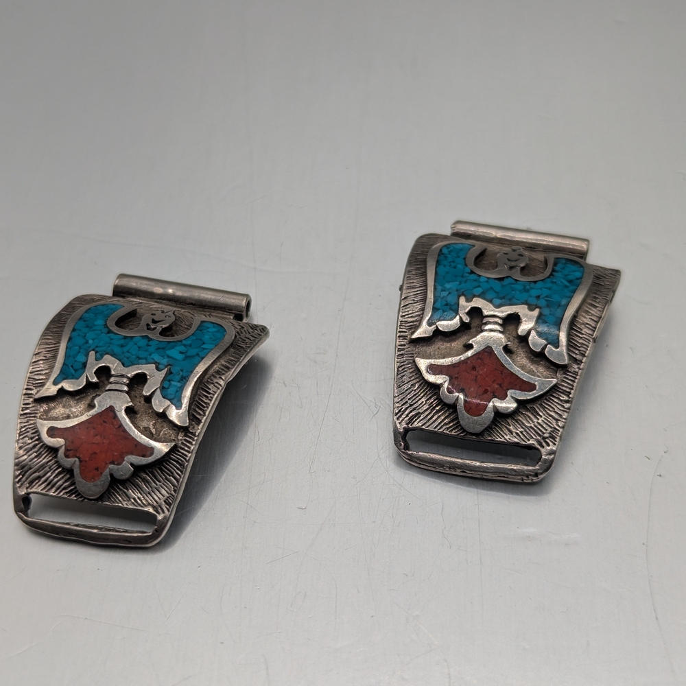 Navajo Sterling, Coral And Turquoise Watch bands